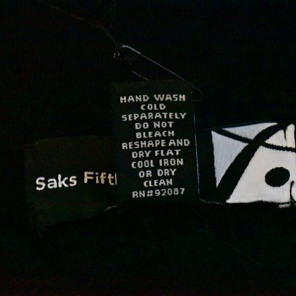 Saks Fifth Avenue Australian Extra Fine Wool Long Sleeve  Black Sweater Size L - Picture 8 of 13